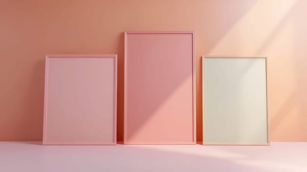 Simple 3d mockup with frames in pastel