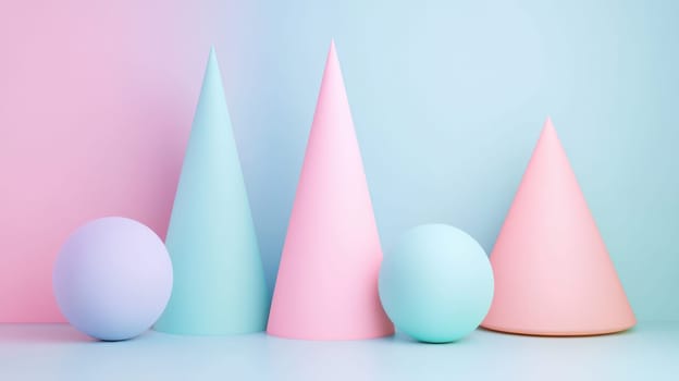 3D abstract shapes in a pastel