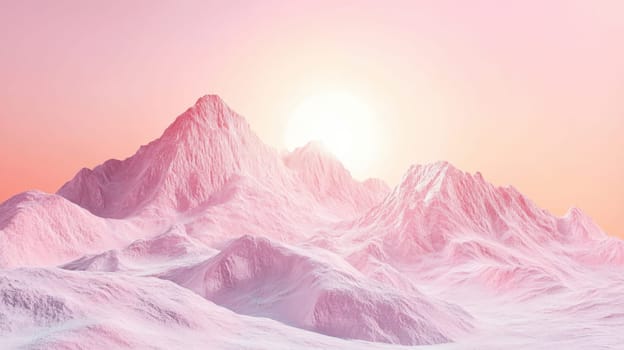 Pastel-colored 3D landscape with hills