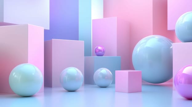 3D abstract shapes in a pastel