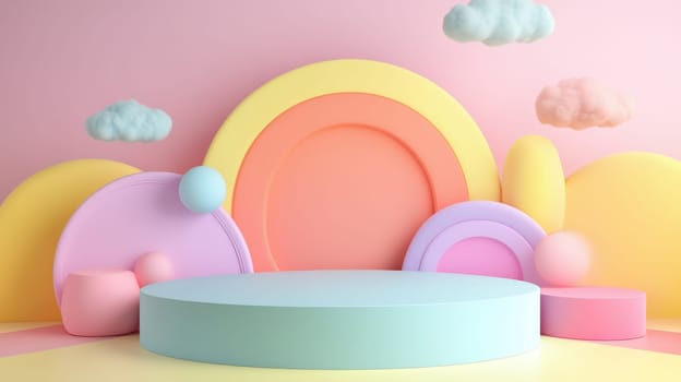 3D abstract shapes in a pastel