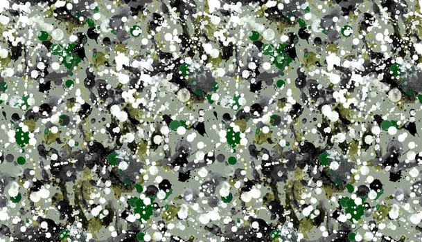 Seamless pattern with abstract creative blots and splashes painted with gouache for paint box design