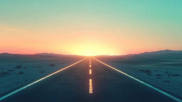 An Open road stretching towards horizon, symbolizing journey toward success and future growth