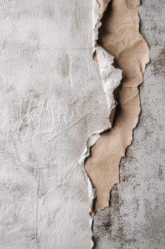 Torn kraft paper contrasts with a sleek metallic surface, blending rustic and modern aesthetics. the ripped edges and shiny reflections make it ideal for eco-friendly design concepts, product packaging, or artistic prints.