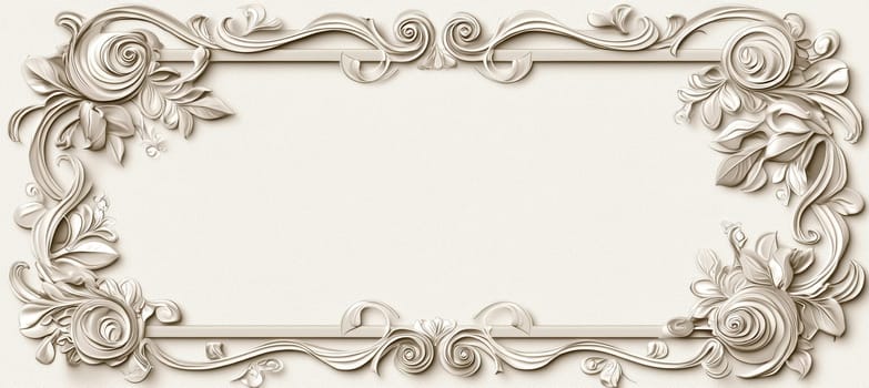 Sophisticated greeting card template with intricate calligraphy-inspired penmanship borders on a white background. the design features an ornate floral motif in one corner, providing a blank central space ideal for a personalized message.