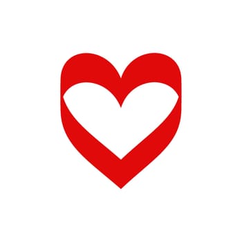 Red simple heart in doodle style for Valentine's Day. Love sign