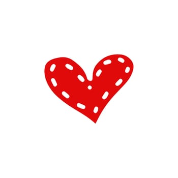 Red simple heart in doodle style for Valentine's Day. Love sign
