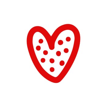 Red simple heart in doodle style for Valentine's Day. Love sign