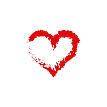 Red simple heart in doodle style for Valentine's Day. Love sign