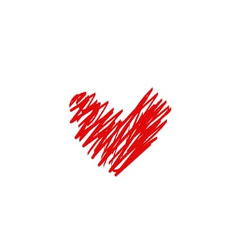 Red simple heart in doodle style for Valentine's Day. Love sign