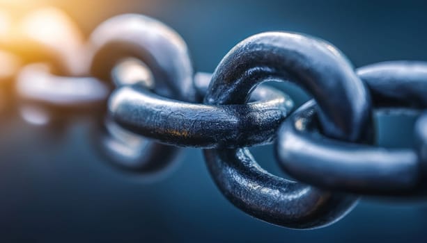 A Strong chain links symbolize unity and resilience in teamwork and business success