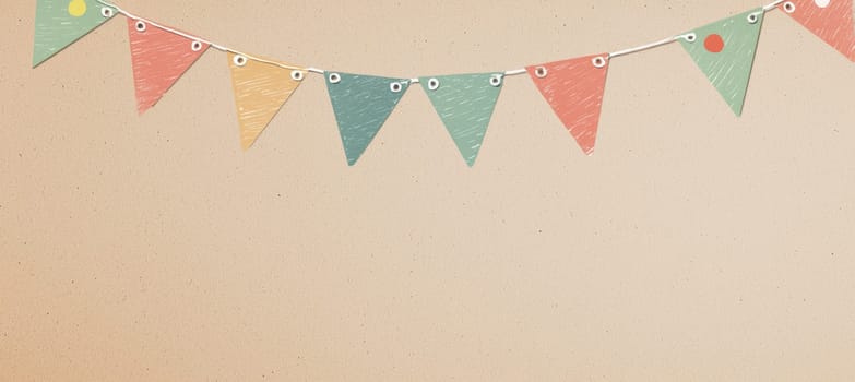 Kraft paper background enhanced with hand-drawn banners, offering a warm, homemade feel ideal for a casual birthday greeting card. the design provides a blank space for personalized messages, creating a welcoming, artistic touch.