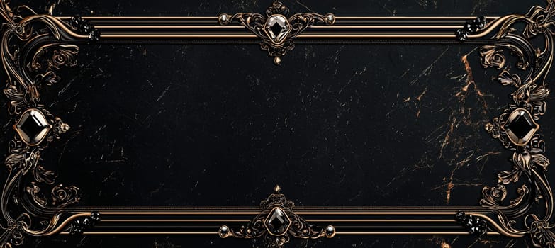 Elegant email signature design for jewelry consultants using a rich black and gold color palette. features a decorative rectangular frame for profile pictures and sophisticated fonts, ideal for adding a touch of luxury to professional communications.