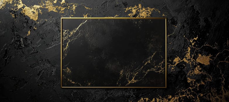 Luxurious email signature design features a sophisticated black and gold color scheme ideal for art gallery curators. the profile picture is set within a rectangular frame with an elegant gold border, enhancing professional aesthetics.
