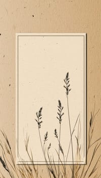 Eco-friendly greeting card template featuring a kraft paper texture background and minimalist plant illustrations. a blank center area offers space for personalized notes, making it ideal for sustainable brand messaging and card designs.