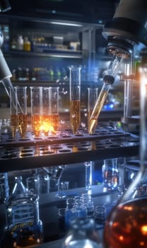 Test tubes and flasks: chemical reactions, scientific equipment, liquid solutions, lab experiments, glass vessels, chemical reactions, laboratory procedures, experimental liquid, academic research