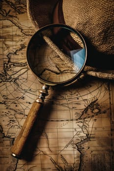 Intriguing and thematic book cover featuring a vintage detective hat and magnifying glass over an antiqued map. perfect for historical murder mystery novels, this design evokes mystery and nostalgia with sepia tones and classic elements.