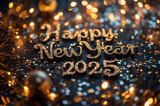 Sparkling decorations announce the arrival of New Year 2025, filled with joy and vibrant festive energy.