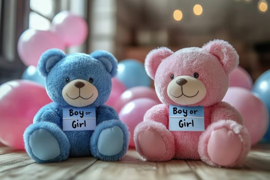 Gender celebration, a joyful party with pink and blue, a heartfelt moment of excitement and togetherness as the boy or girl reveal becomes a cherished part of the family celebration