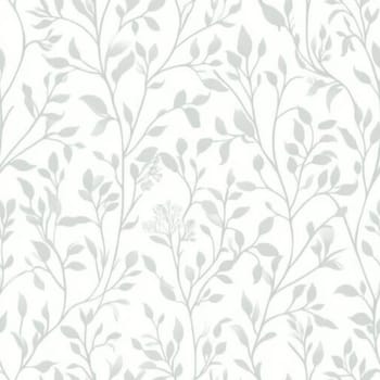 Seamless pattern featuring delicate light green leaves and branches on a white background, perfect for nature inspired designs