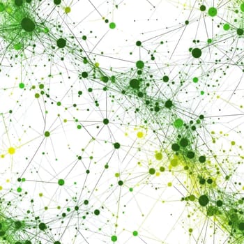 Complex network visualization showing interconnected nodes and data flow, symbolizing global communication and technological advancement