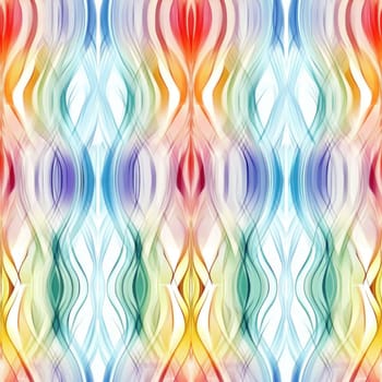 Intertwined wavy stripes in vibrant rainbow colors form a seamless abstract pattern, ideal for backgrounds and decorative designs