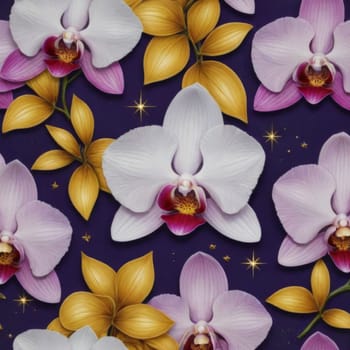 Exquisite pink and white orchids with delicate petals and rich green foliage, set against dark blue backdrop, offering perfect blend of elegance and natural beauty for floral art enthusiasts