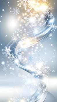 Festive christmas background featuring shining snowflakes and abstract swirling lines, creating a magical winter wonderland atmosphere