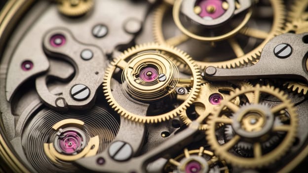 Intricate clockwork mechanism showcasing precision engineering and the interplay of gears