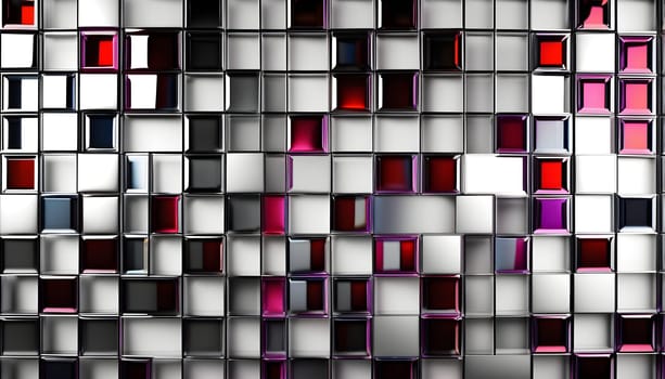 Abstract shapes made of reflective glass, floating on a clean white background, creating a modern and minimalistic aesthetic.