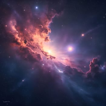 A mesmerizing galaxy scene featuring vibrant nebulae and shooting stars, showcasing the beauty of space.