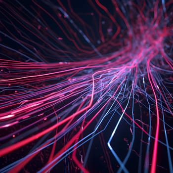 A high-tech abstract background featuring vibrant neon lines creating a futuristic and dynamic visual effect.