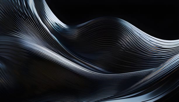 Abstract digital artwork depicting waves flowing like liquid metal, showcasing dynamic motion, metallic textures, and futuristic aesthetics.