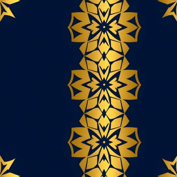 A seamless geometric pattern in luxurious gold and navy blue hues, offering an elegant and sophisticated design aesthetic.