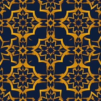 A seamless geometric pattern in luxurious gold and navy blue hues, offering an elegant and sophisticated design aesthetic.
