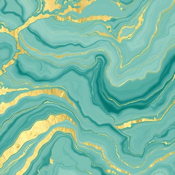Sophisticated abstract liquid marble textures in teal and gold, blending fluid patterns for a luxurious and elegant design aesthetic.