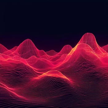 A dynamic wave of intersecting wireframe lines creating a sense of movement, flow, and structure.