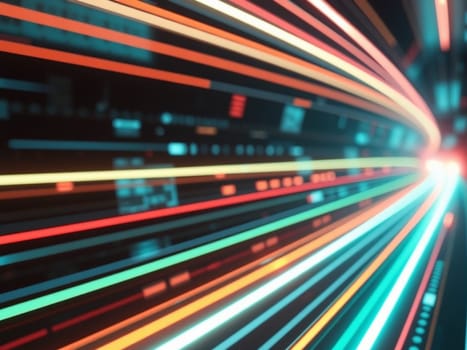 A high-tech abstract background featuring vibrant neon lines creating a futuristic and dynamic visual effect.