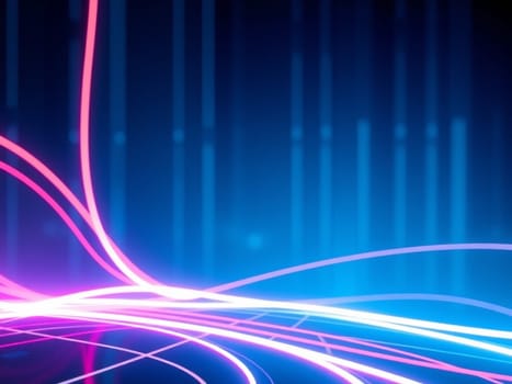 A high-tech abstract background featuring vibrant neon lines creating a futuristic and dynamic visual effect.