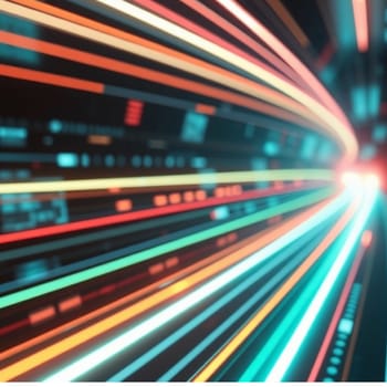 A high-tech abstract background featuring vibrant neon lines creating a futuristic and dynamic visual effect.