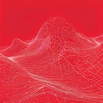 A dynamic wave of intersecting wireframe lines creating a sense of movement, flow, and structure.
