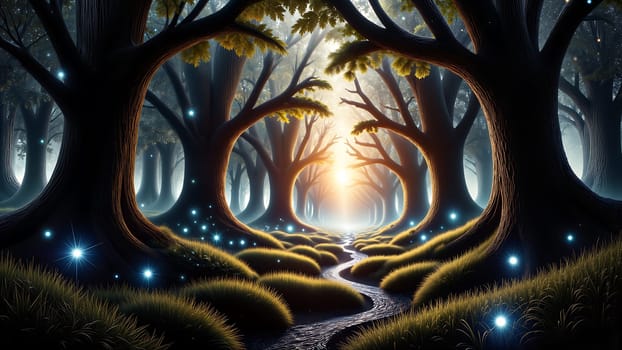 Landscape with a magical forest