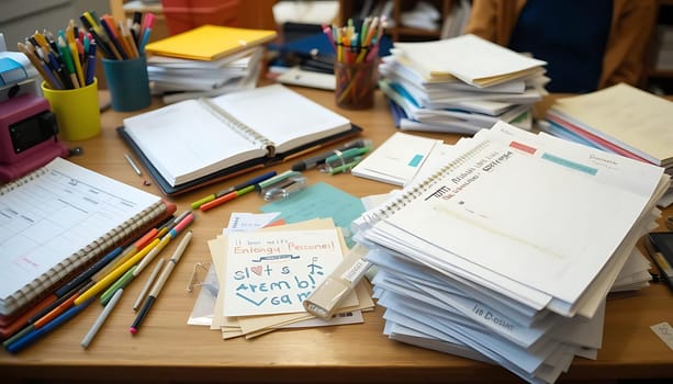 Chaos sprawls across the desk, a whirlwind of creativity halted mid-spin. Pencils scatter like forgotten dreams, notebooks lie open, secrets spilled. Sticky notes whisper urgent reminders, echoing unfinished tasks. Amidst the clutter, a silent plea for order, a testament to a mind overflowing with ideas, yearning for calm.