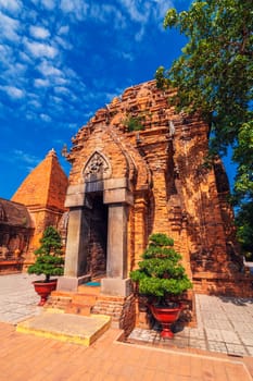 Po Nagar Cham Towers in Nha Trang in Vietnam. Ancient ruins of a Hindu temple in Asia
