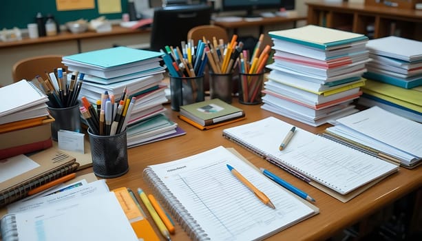 Cluttered desks and scattered pencils whisper of creativity's chaos. Books tower like silent sentinels, guarding dreams. The air hums with unspoken stories, a symphony of potential.