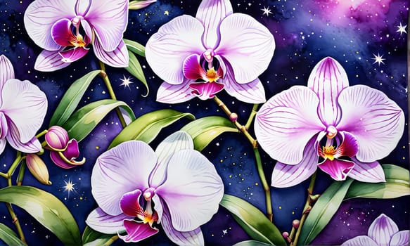 Stunning abstract orchid, bright colors, artistic floral pattern, ideal for creative design projects, bold nature themes, vivid backgrounds, or elegant decor accents