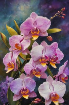 Rich orchid hues, detailed petals, bold floral design, perfect for artistic projects, exotic themes, vibrant backgrounds, or elegant decor accents