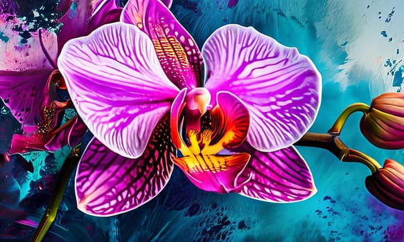 Stunning orchid close-up, rich colors, intricate details, perfect for floral art, nature-themed designs, vibrant backgrounds, or exotic decor inspirations