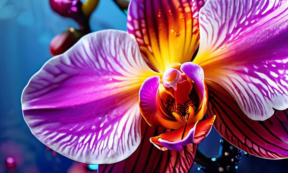 Stunning orchid close-up, rich colors, intricate details, perfect for floral art, nature-themed designs, vibrant backgrounds, or exotic decor inspirations