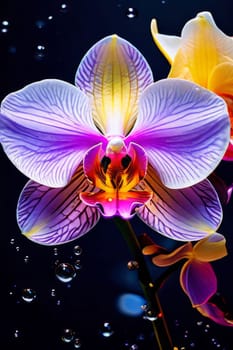 Vibrant orchid pattern, rich colors, detailed petals, perfect for floral art, creative designs, bold backgrounds, or botanical decor inspirations
